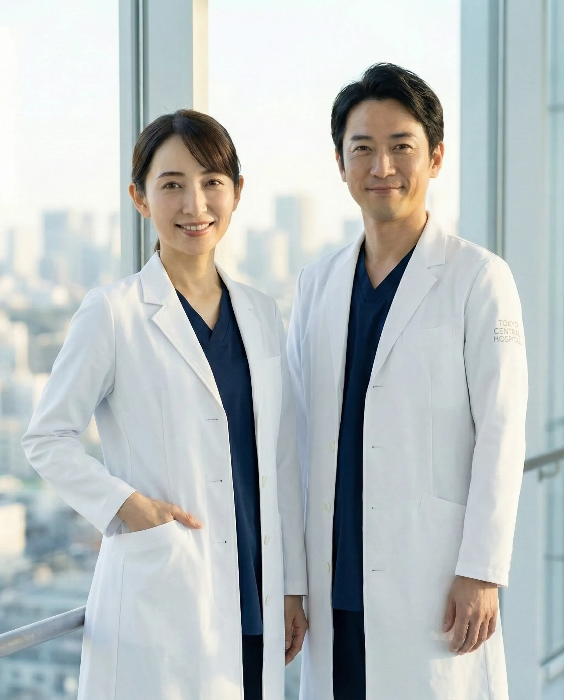 高品質な医療用スクラブの着用イメージ