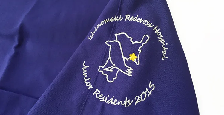 Ishinomaki Redcross Hospital Junior Residents 2015 の刺繍（白衣・スクラブへの着用イメージ）