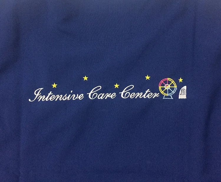 Intensive Care Center / Give Take のオリジナル・グランバック刺繍。医療スクラブ・白衣に施した刺繍の実績