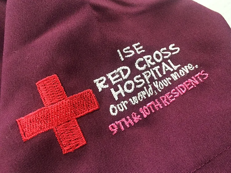 ISE RED CROSS HOSPITAL 9TH&10TH RESIDENTS の刺繍（ディテール）