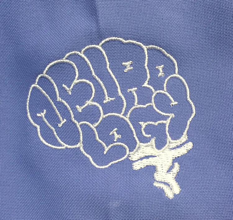 Neurology のオリジナルロゴ・脳。医療スクラブ・白衣に施した刺繍の実績