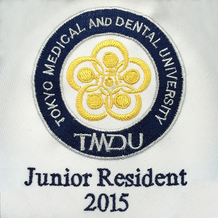 TMDU Junior Resident 2015 のエンブレム・オリジナルロゴ。医療スクラブ・白衣に施した刺繍の実績