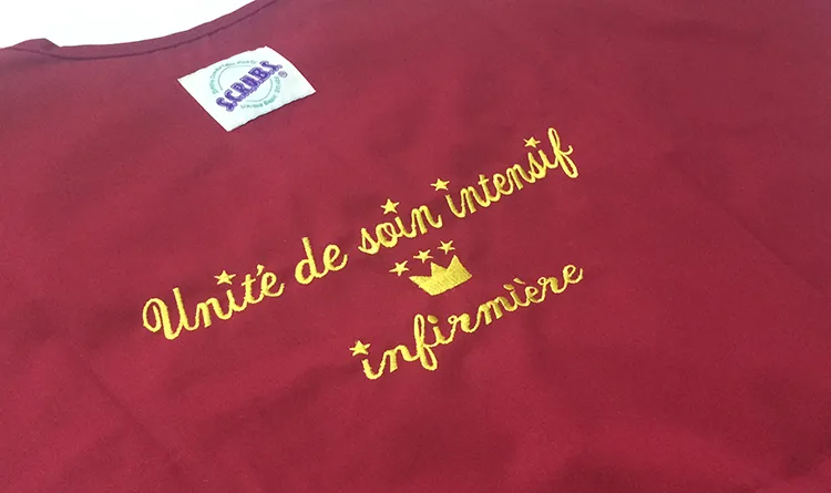 Unité de soin intensif infirmiére の刺繍（ディテール）