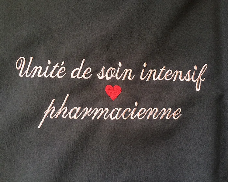 Unité de soin intensif infirmiére の刺繍（ディテール）