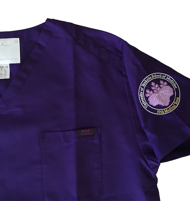 University of Tsukuba School of Medicine 39th Medical Team の刺繍（白衣・スクラブへの着用イメージ）