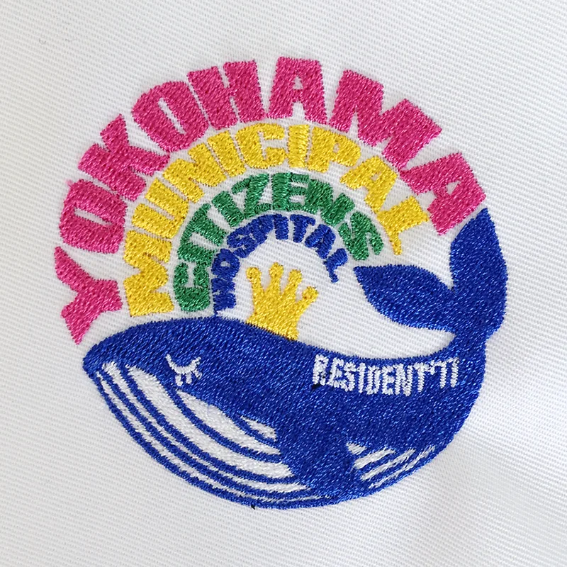 YOKOHAMA MUNICIPAL CITIZENS HOSPITAL のキャラクター・王冠。医療スクラブ・白衣に施した刺繍の実績