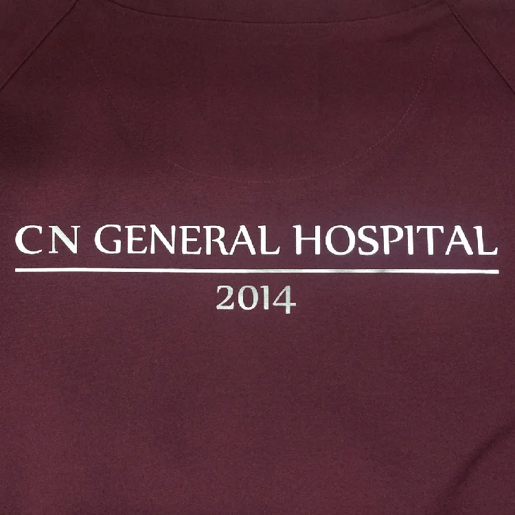 CN GENERAL HOSPITAL 2014 のシルバー系・単色プリント。医療スクラブ・白衣に施したプリントの実績