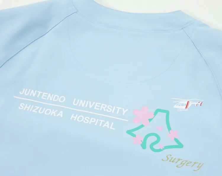 JUNTENDO UNIVERSITY SHIZUOKA HOSPITAL のフルカラープリント・背中プリント。医療スクラブ・白衣に施したプリントの実績
