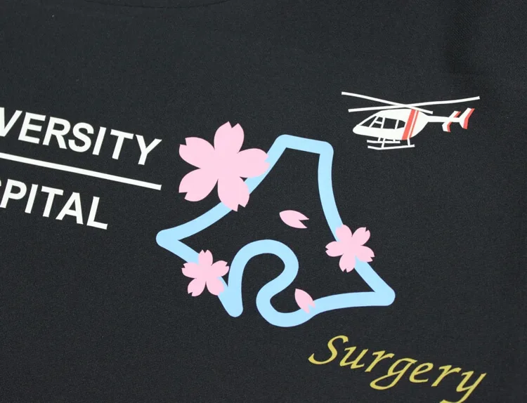 JUNTENDO UNIVERSITY SHIZUOKA HOSPITAL のプリント（白衣・スクラブへの着用イメージ）